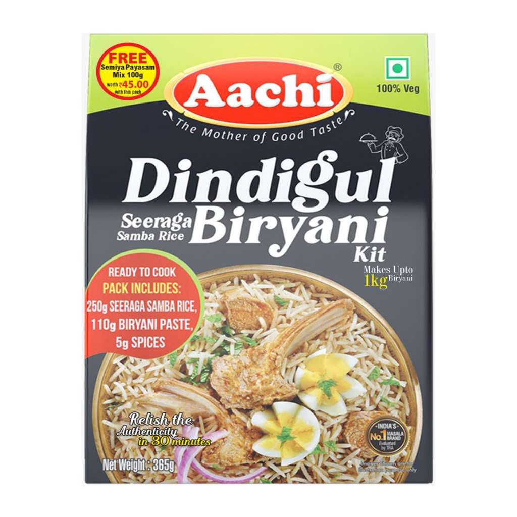Aachi Dindigul Seeraga Samba Rice Biryani Kit (Free Semiya Payasam Mix 100g)