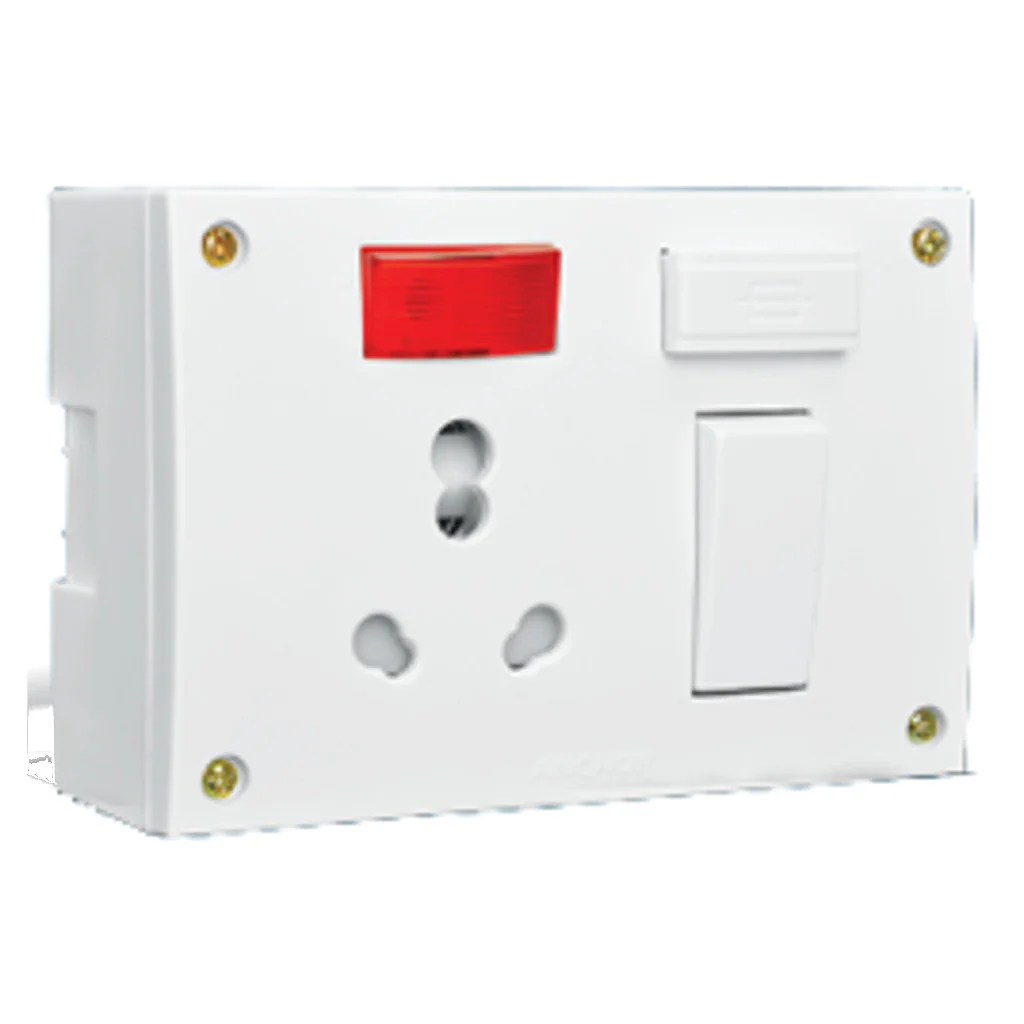 Anchor Penta PC Capton 5-in-1 Switch Socket With 4 Fixing Holes With Box 14620