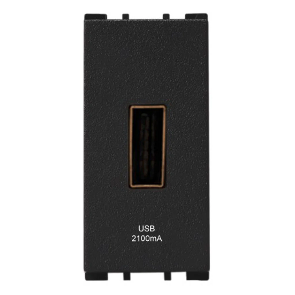 Anchor Vision USB-A Charger Single Port 2Module Black WIM1341B