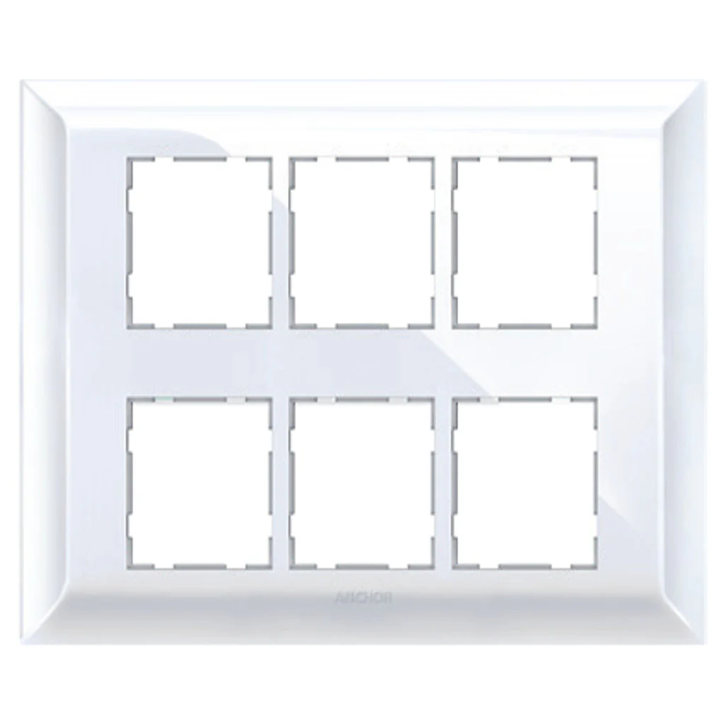 Anchor Ziva Two Plate Design Cover Plate with Base Frame 12Module White 68912