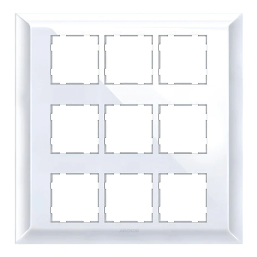 Anchor Ziva Two Plate Design Cover Plate with Base Frame 18Module White 68918