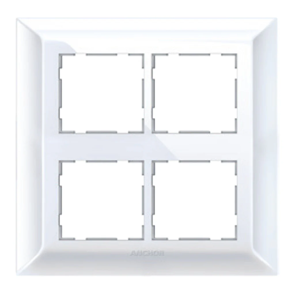 Anchor Ziva Two Plate Design Cover Plate with Base Frame 8Module Square White 68988