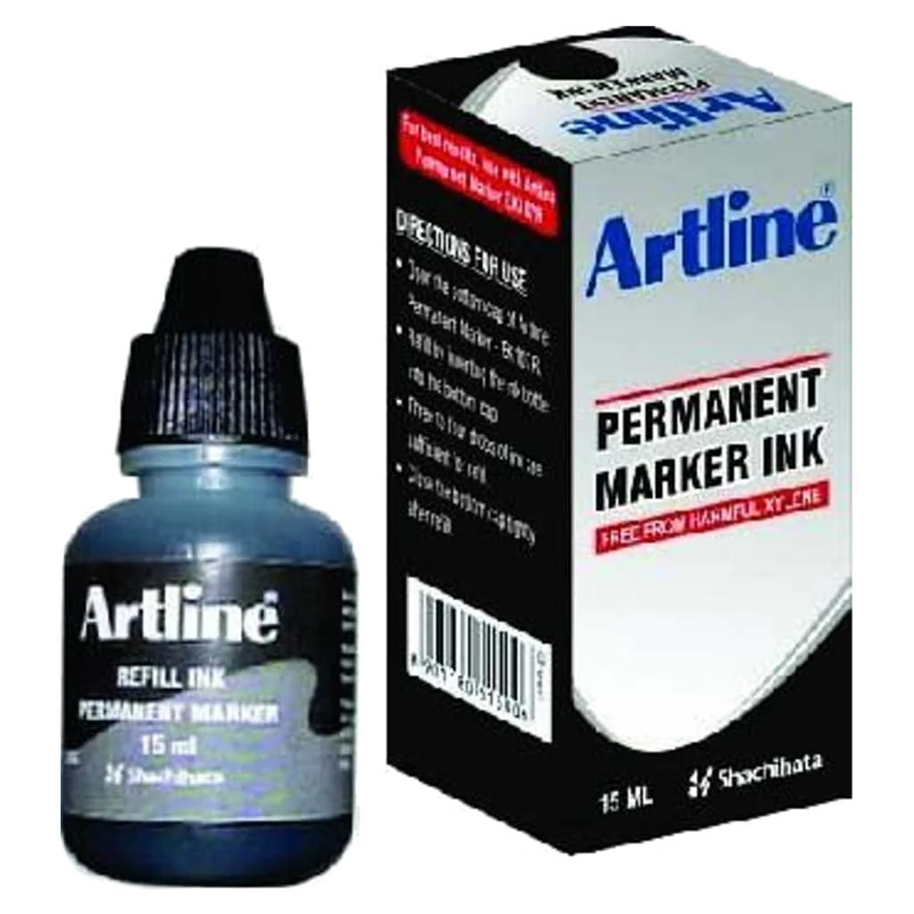 Artline Permanent Marker Refillable Ink 15ml Pack Of 10 ESK-15