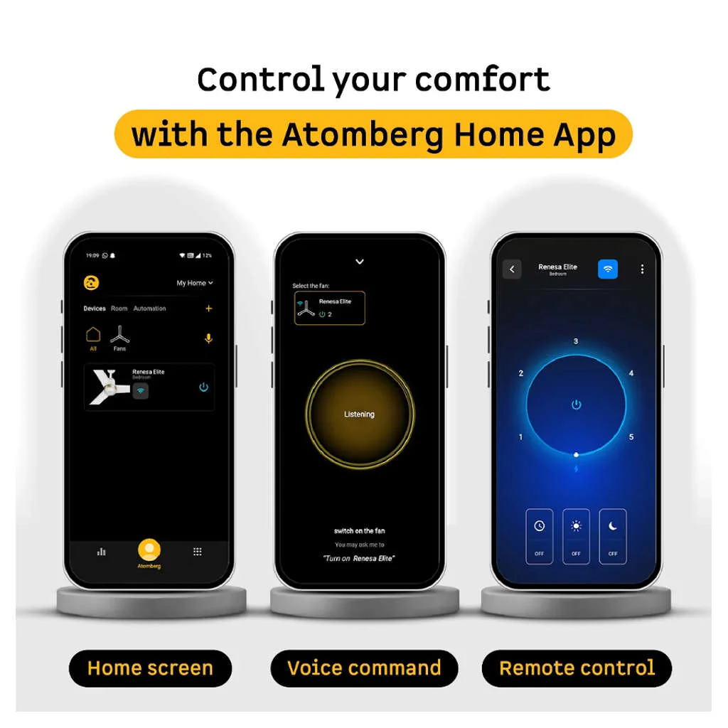 Atomberg Renesa Elite Wooden BLDC Ceiling Fan With Remote Control & LED Indicators 1200mm Golden Oakwood - Image 3