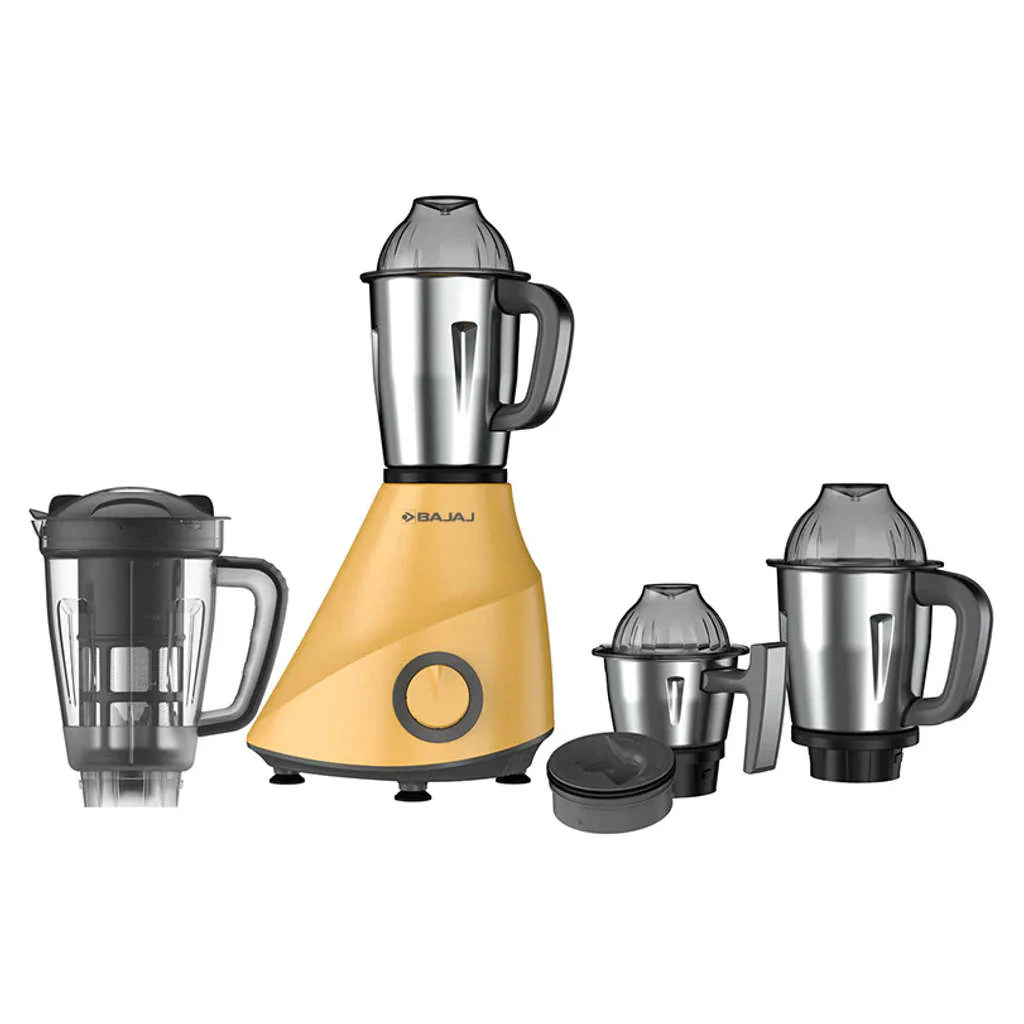 Bajaj Armor Series Quadra Mixer Grinder 4 Jars 800 W Curcuma Yellow