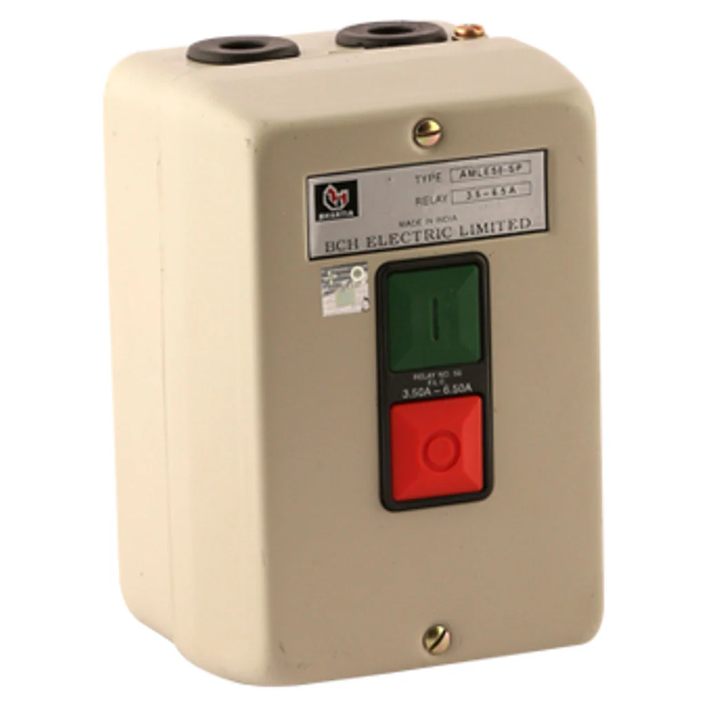 BCH Mini Manual Motor Starter With UV Coil Surface Mounting Upto 4HP 1 Phase 0.23–0.47 AMLEH-10-SP