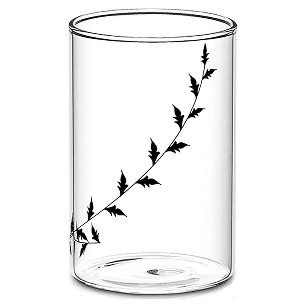 Borosil Black Krip Glass Tumbler Medium Set Of 6 Pcs 295 ml BVVIBLEAFBM - Image 2