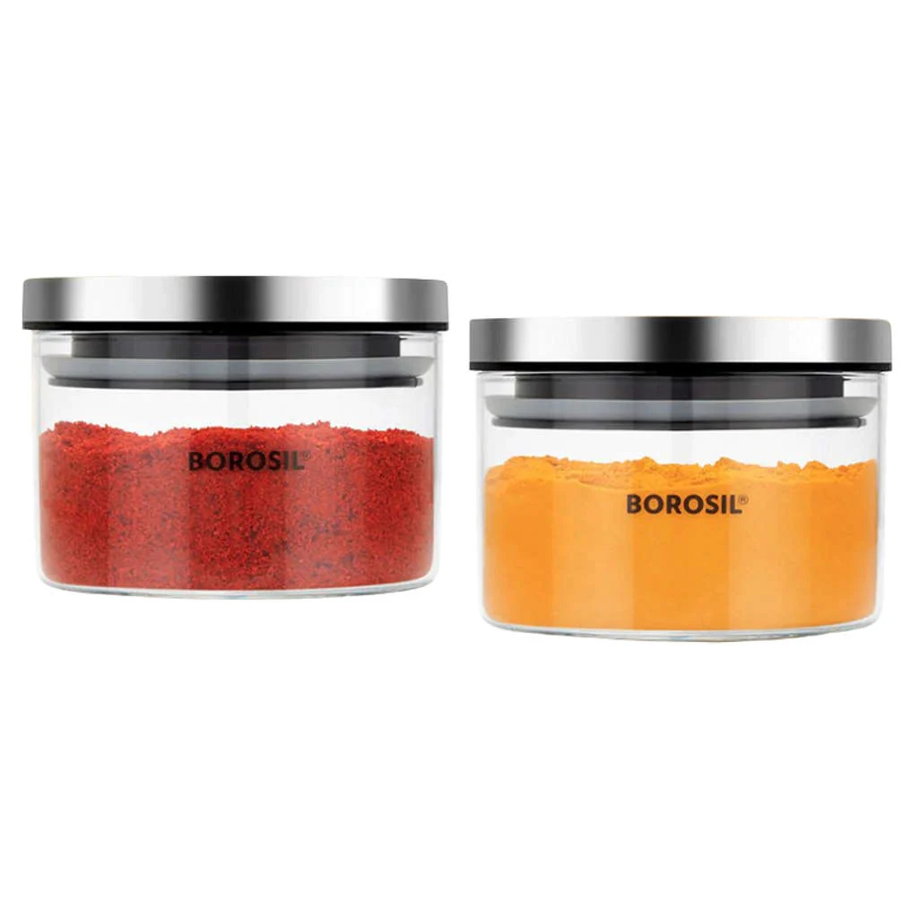 Borosil Classic Glass Storage Jar Set Of 2 (300ml + 300ml) BCLJR962300
