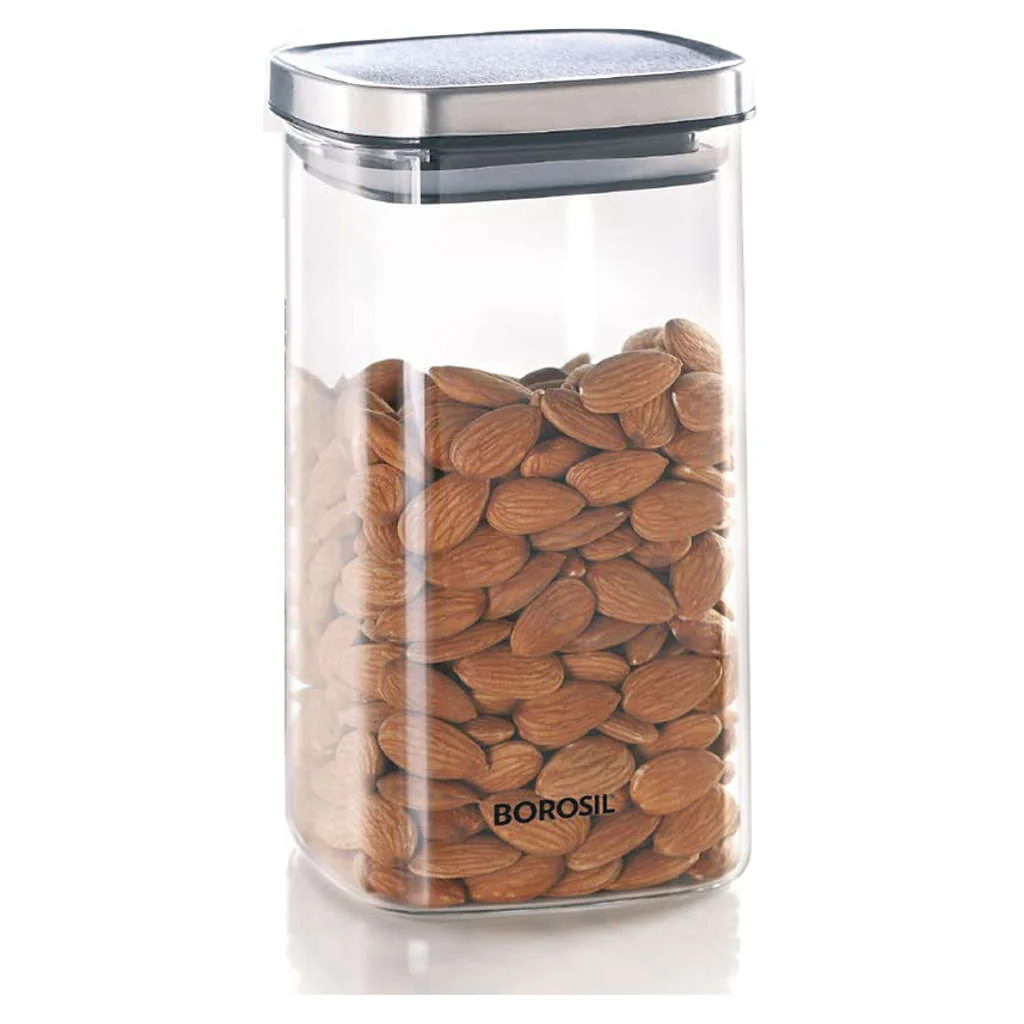 Borosil Classic Square Glass Storage Jar 1.4 Litre IJXCLSQJ1400