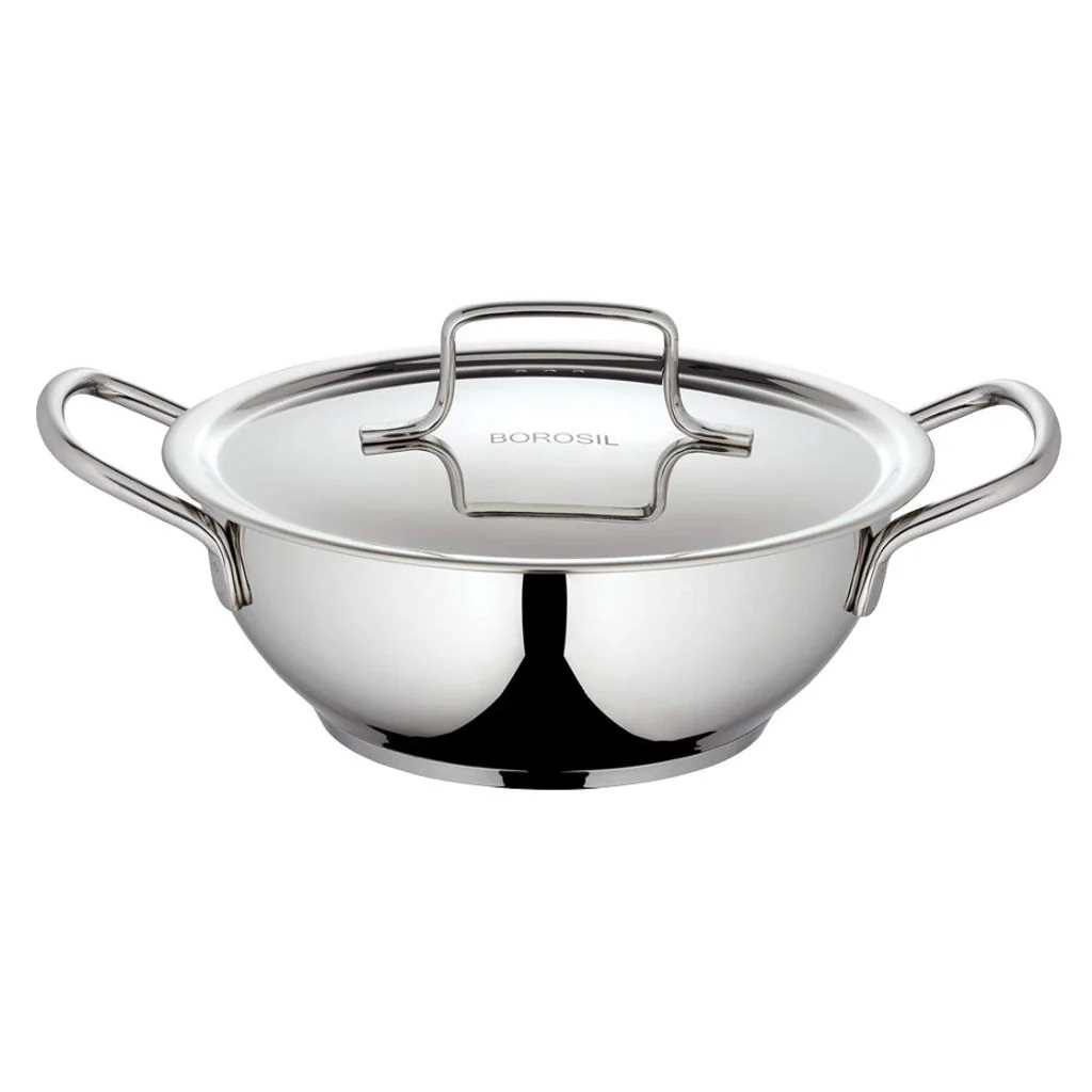 Borosil Cookfresh Stainless Steel Deep Kadai With Lid 2.8 Litre CFDK24SS18