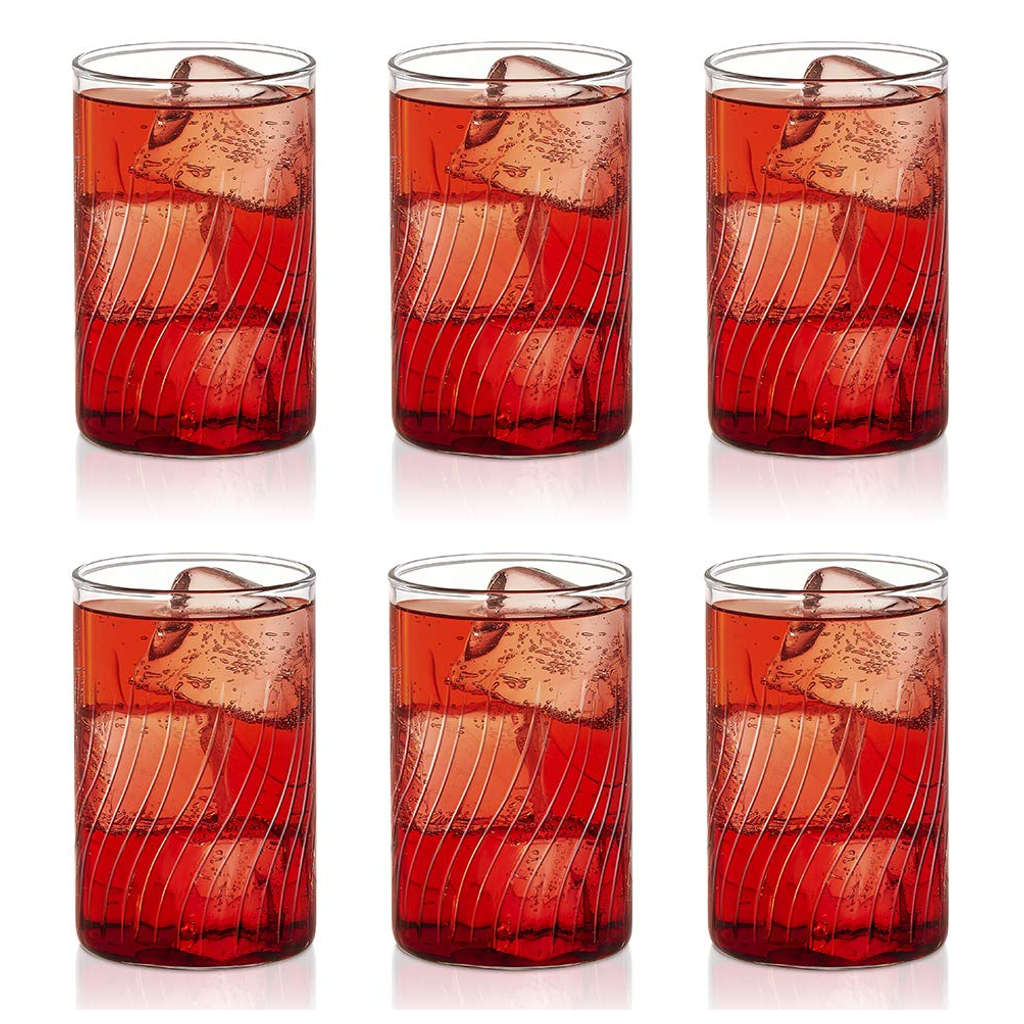Borosil Cut Cascade Glass Tumbler Medium Set Of 6 Pcs 295 ml BN430120026