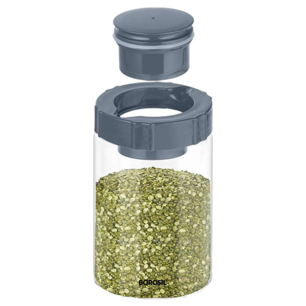 Borosil EasyScoop Endura Airtight Glass Storage Jar With PP Gray Lid 900 ml BVGJRESP900 - Image 3