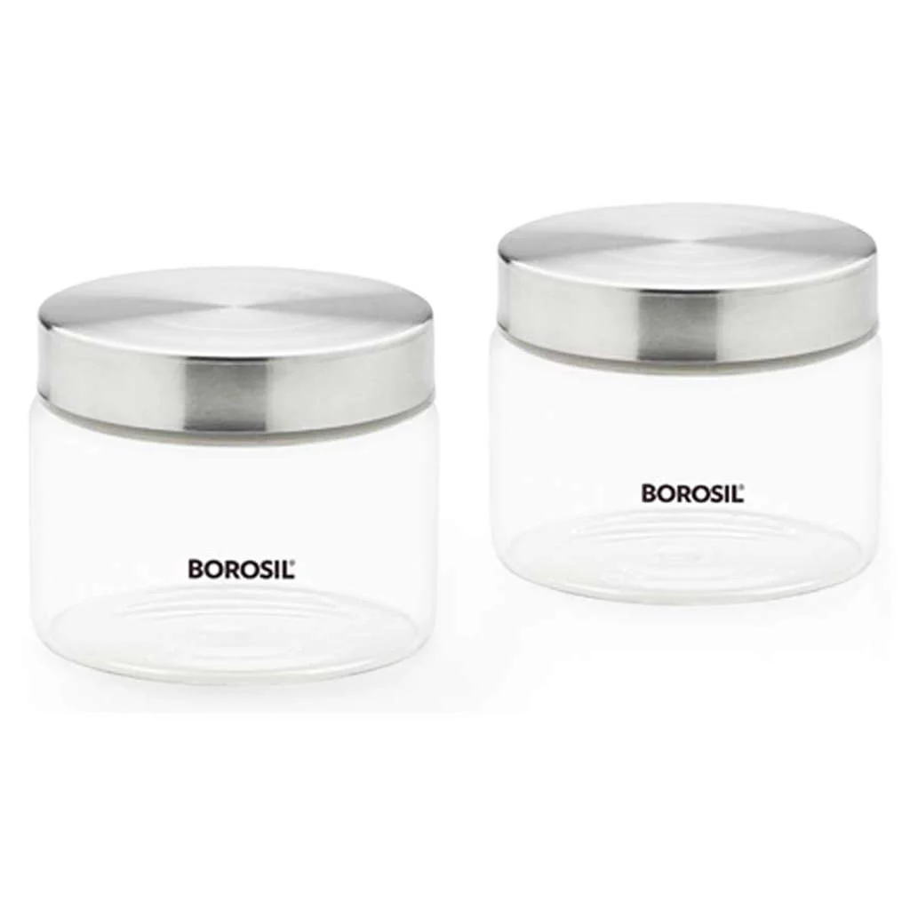 Borosil Endura Airtight Glass Storage Jar With Stainless Steel Lid Set Of 2 (350ml + 350ml) BVVGJRS2350 - Image 2