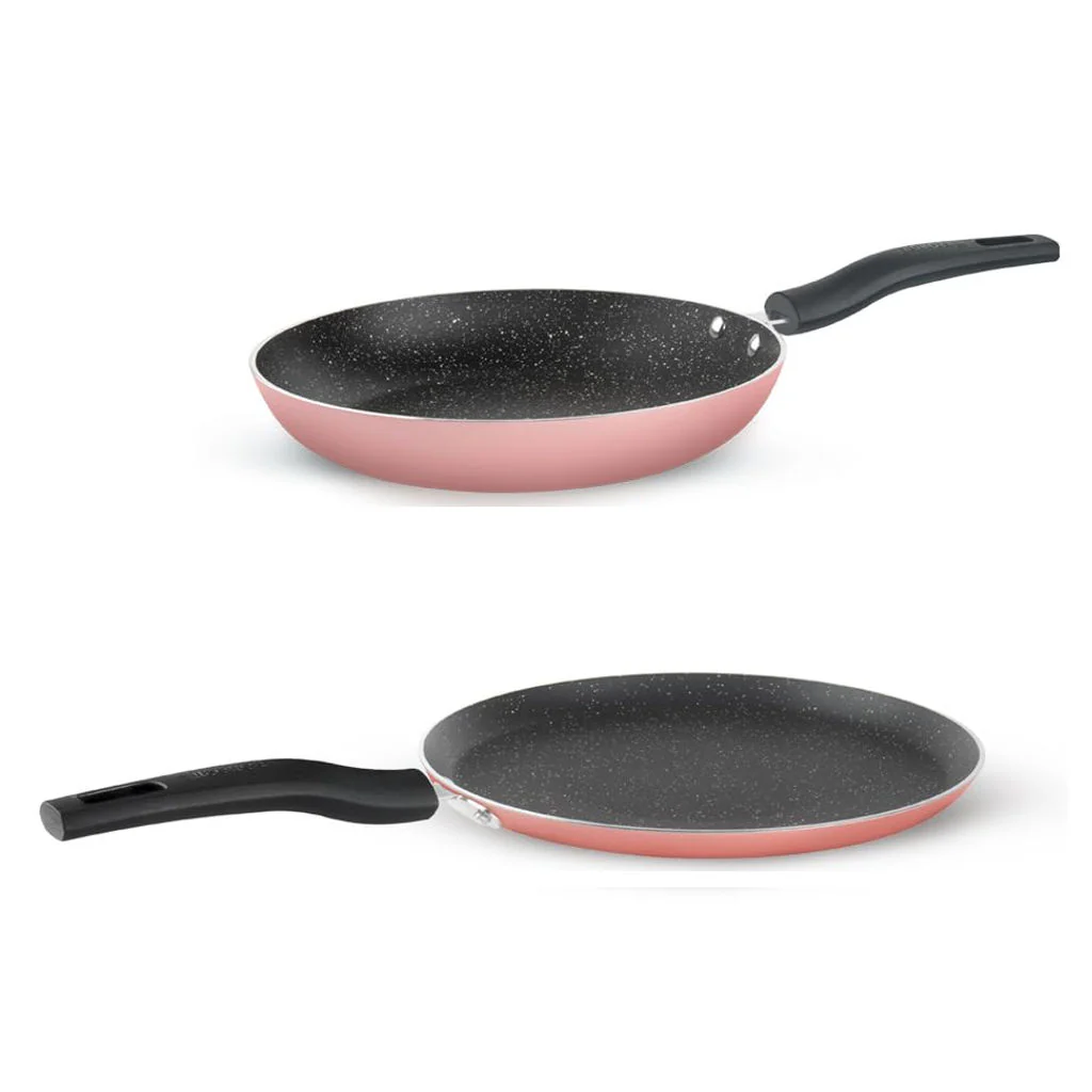 Borosil Festive Glory Nonstick Cookware Set Of 2 Pink NS02GSPINK03
