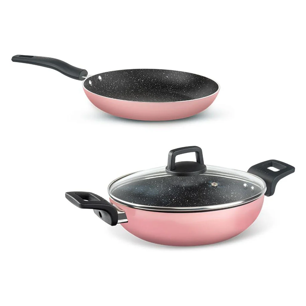 Borosil Festive Glory Nonstick Cookware Set Of 3 Pink NS03GSPINK02