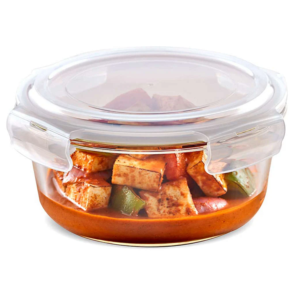 Borosil Klip N Store Round Glass Storage Container 400 ml ICYGCHRS400