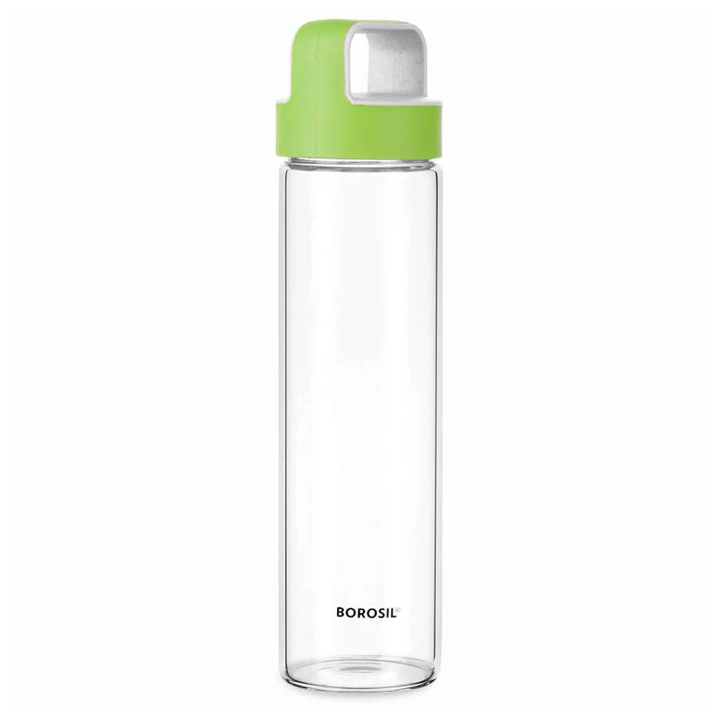 Borosil Neo Glass Bottle With Green Lid 550 ml BVUNEGRN550