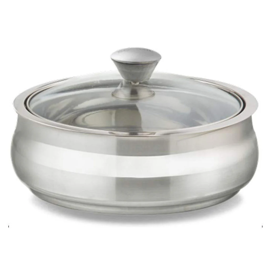 Borosil Servefresh Stainless Steel Handi Server Casserole 2 Litre SF2500GLHS13