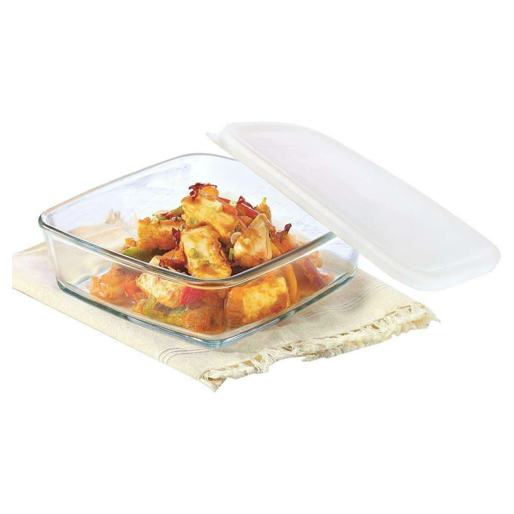 Borosil Square Baking Dish With Plastic Lid 500 ml IH22DH14150