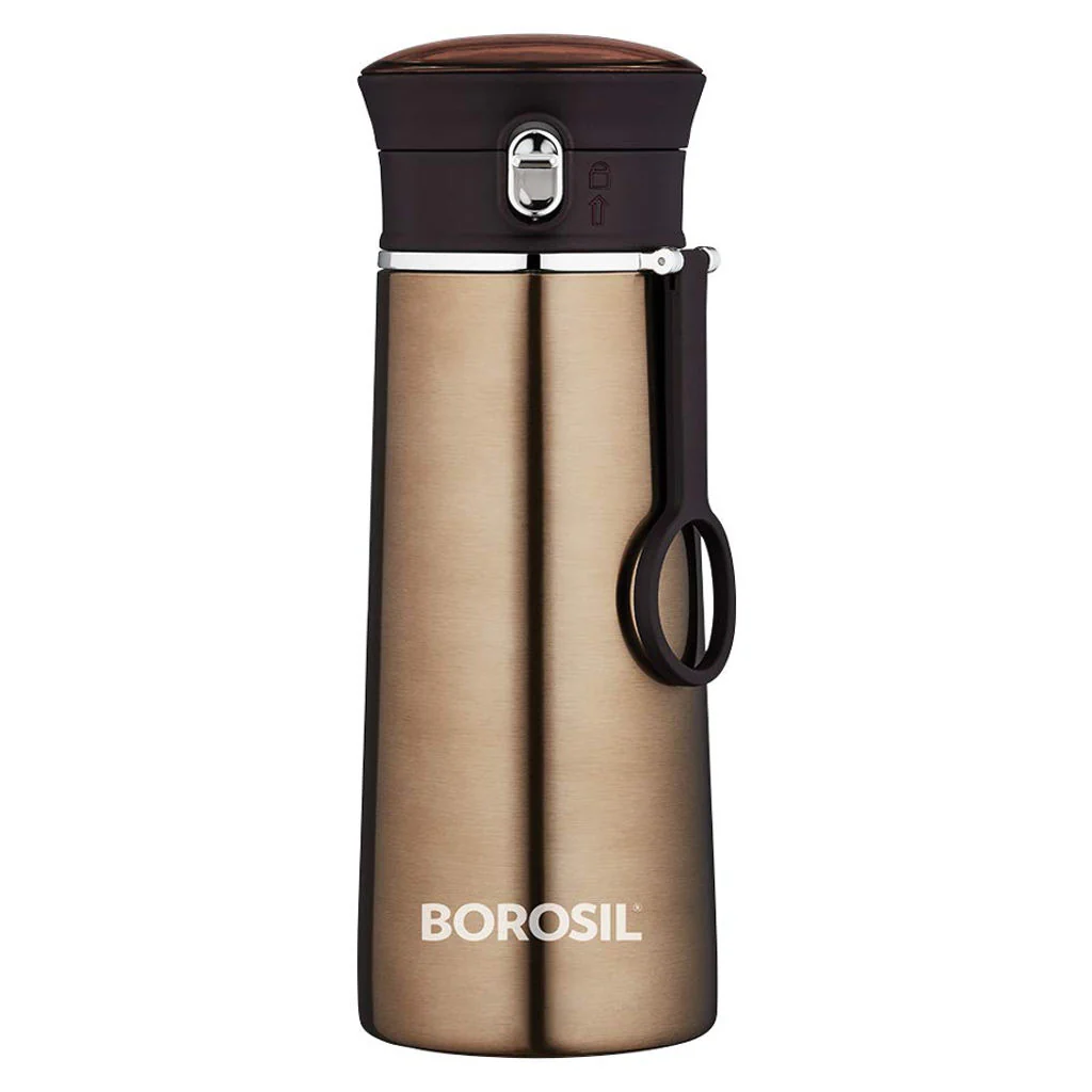 Borosil Travelease Vacuum Insulated Stainless Steel Water Bottle 420 ml Brown BT420BN101