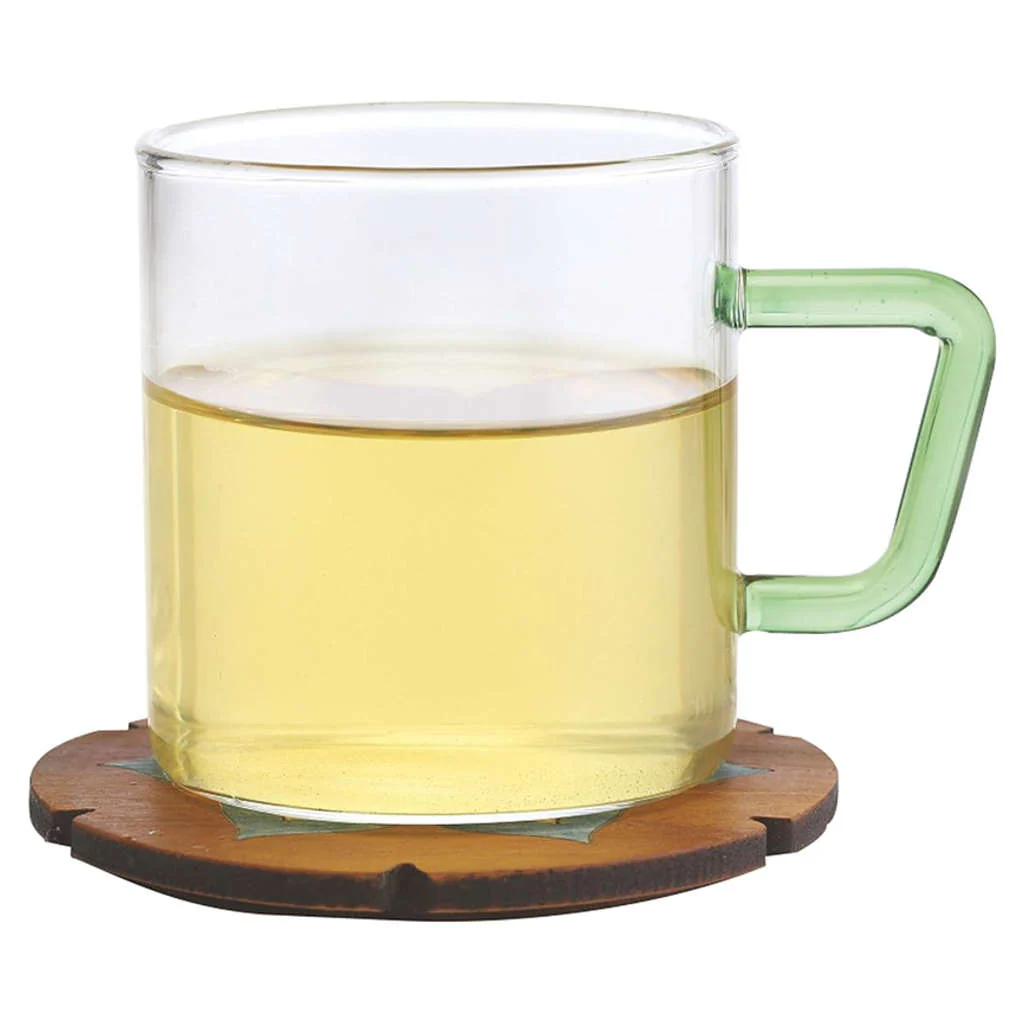 Borosil Vision Glass Mug With Green Handle Set Of 6 Pcs 190 ml BVCM190GR06 - Image 2