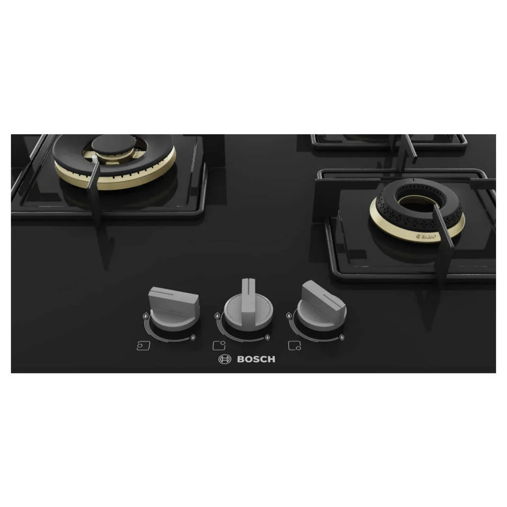 Bosch Glass Top Gas Stove 3 Burner Black PNC6B6F10I - Image 2