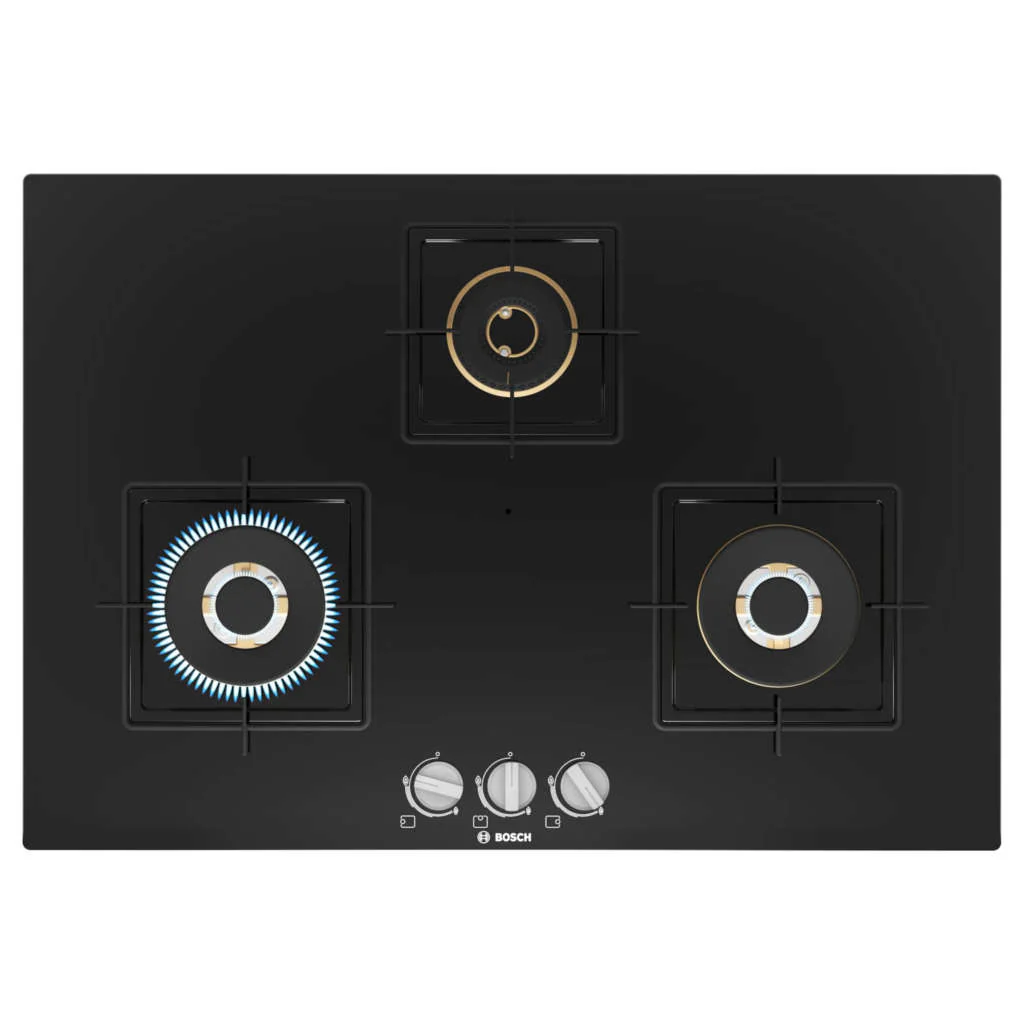 Bosch Glass Top Gas Stove 3 Burner Black PND7B6F10I
