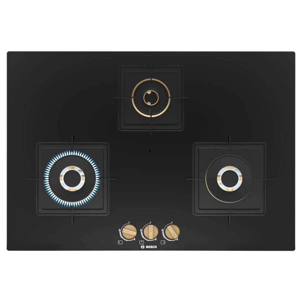 Bosch Glass Top Gas Stove 3 Burner Black PND7B6F20I