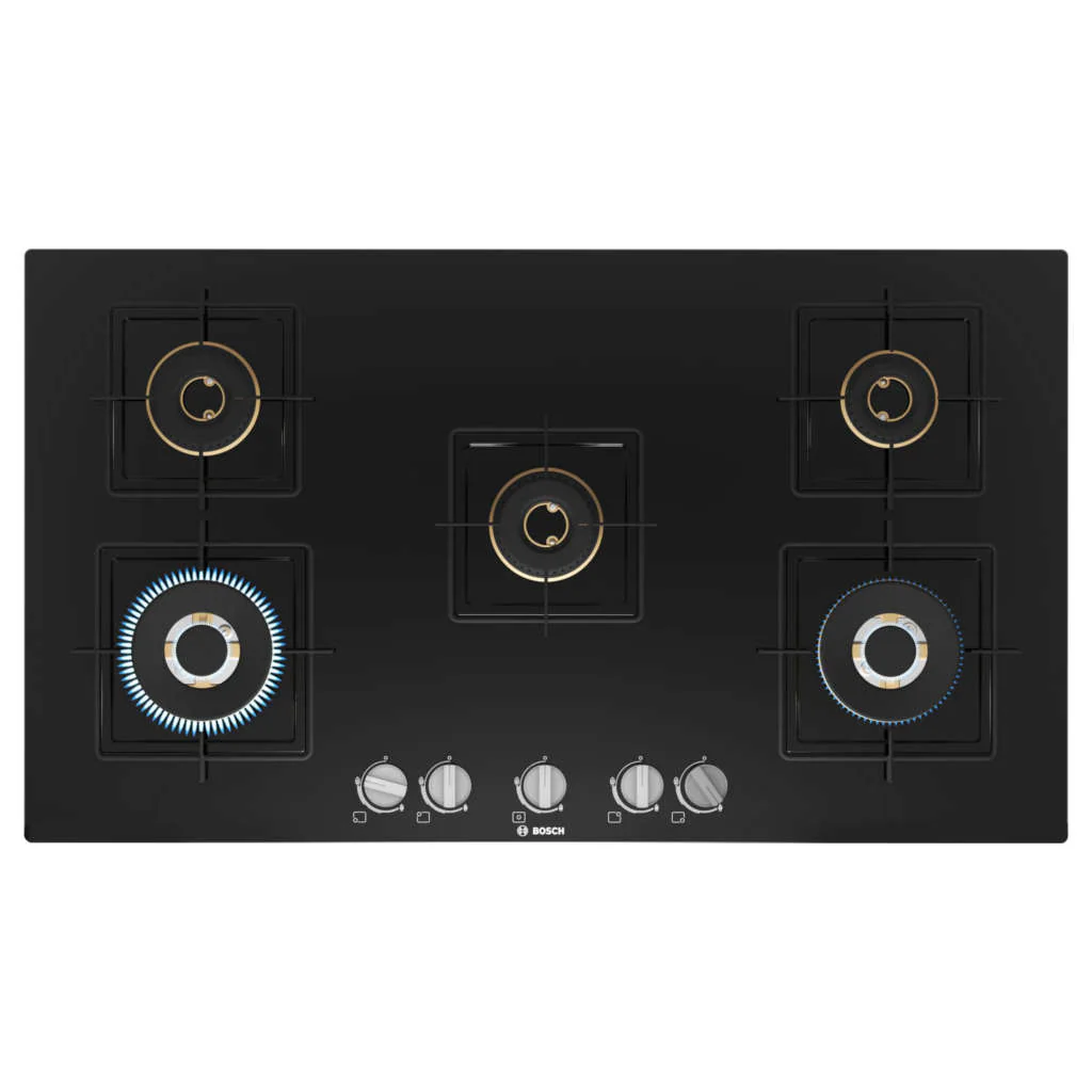 Bosch Glass Top Gas Stove 5 Burner Black PNV9B6F10I