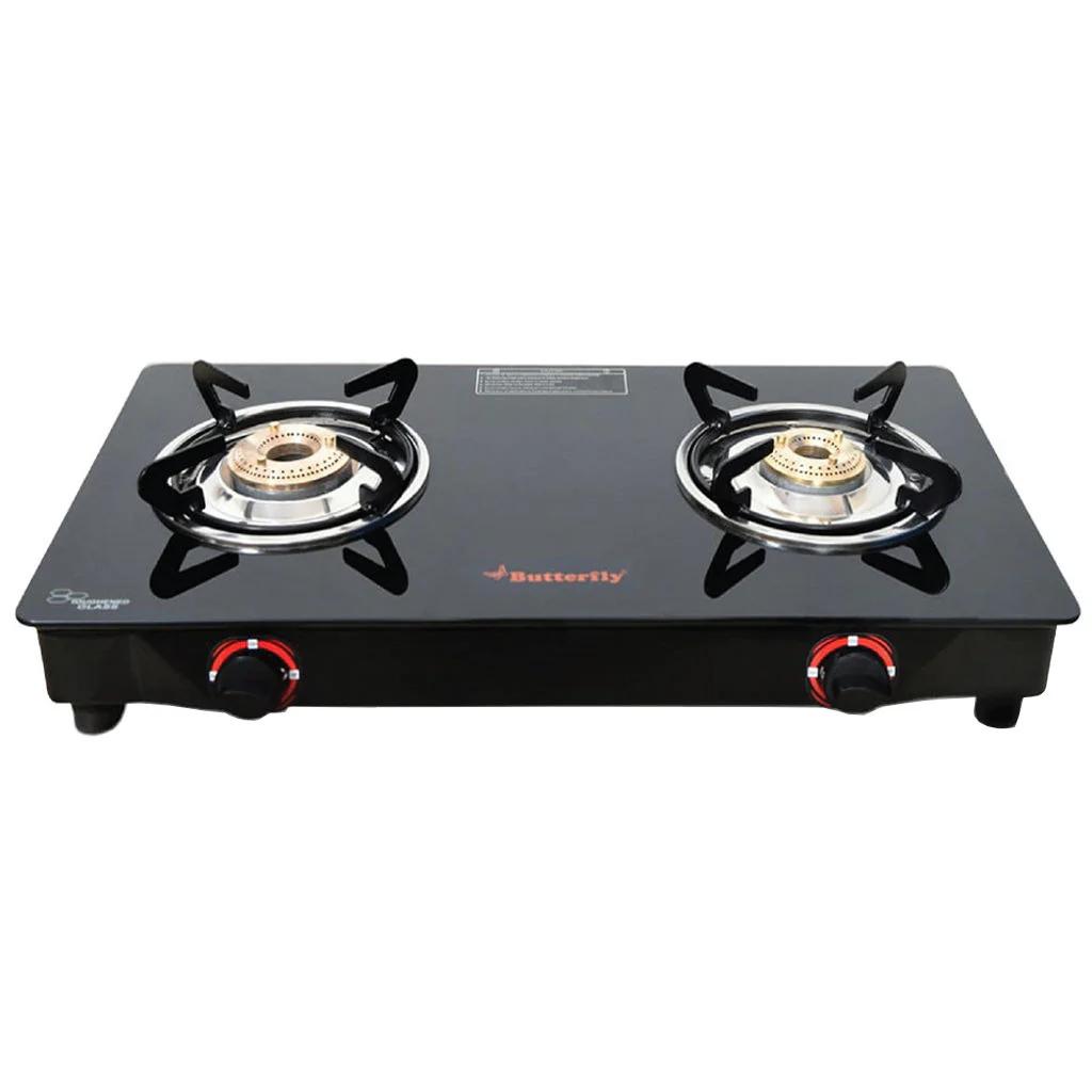 Butterfly Duo 2 Burner Glass Top LPG Gas Stove