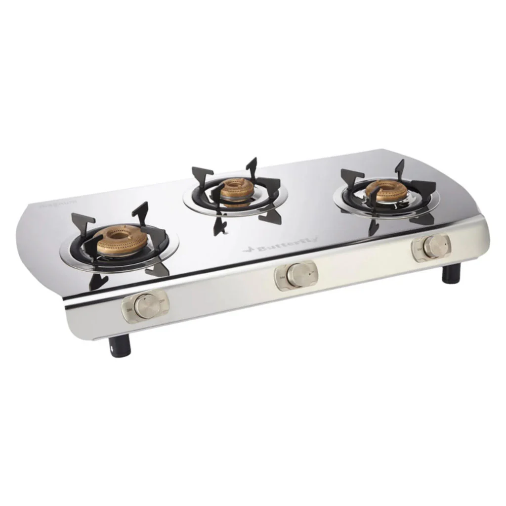 Butterfly Magnum Stainless Steel LPG Gas Stove 3 Burner Silver