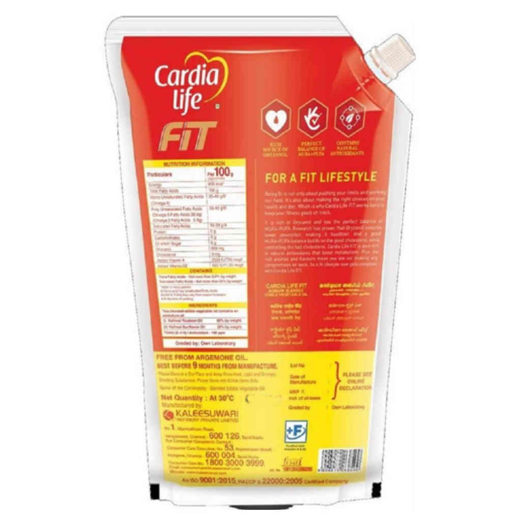 Cardia Life Fit Blended Oil 1 Ltr Pouch - Image 2