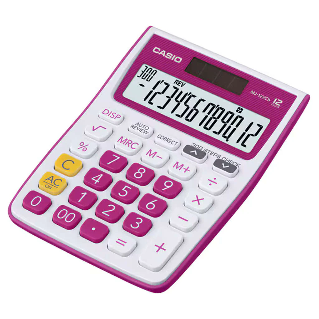 Casio 12 Digits Desktop Basic Calculator 300 Steps MJ-12VCb-RD