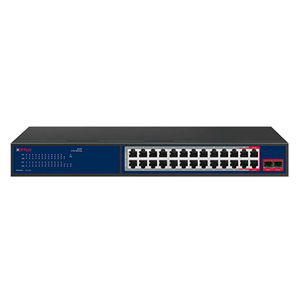 CP Plus 24 Port PoE + 2 Gigabit + 2 SFP Port AI PoE Switch CP-ANW-HPU24G2F2-N30