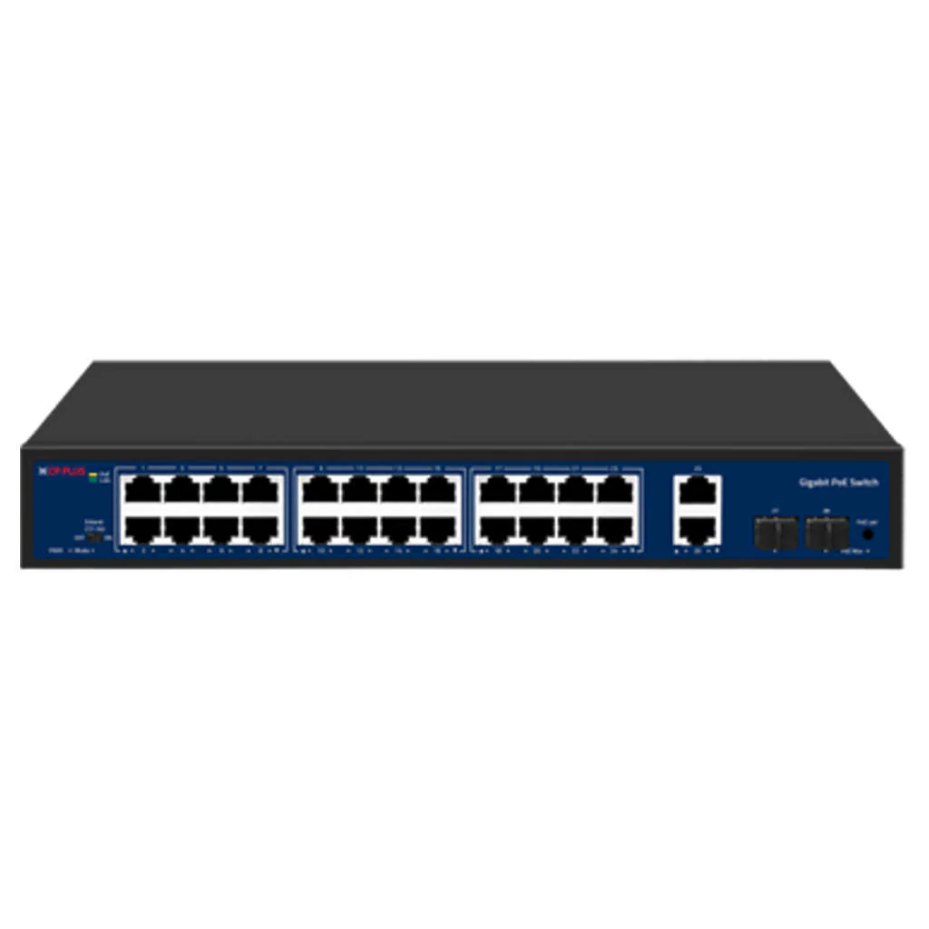 CP Plus PoE Switch 28 Ports With 24 Gigabit PoE & 2 Uplink + 2 SFP Ports CP-DNW-GPU24G2F2-30