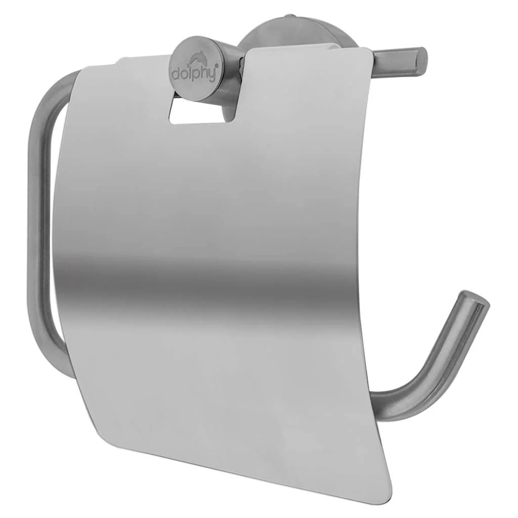 Dolphy Wall Mounted Toilet Paper Dispenser Holder With Flap Silver DTPR0019
