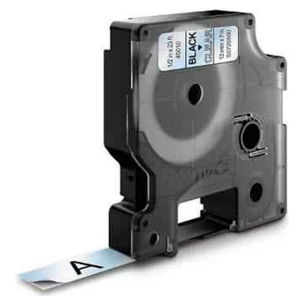 Dymo S0720500 D1 Label Tape Black on Clear 12mm x 7m 45010