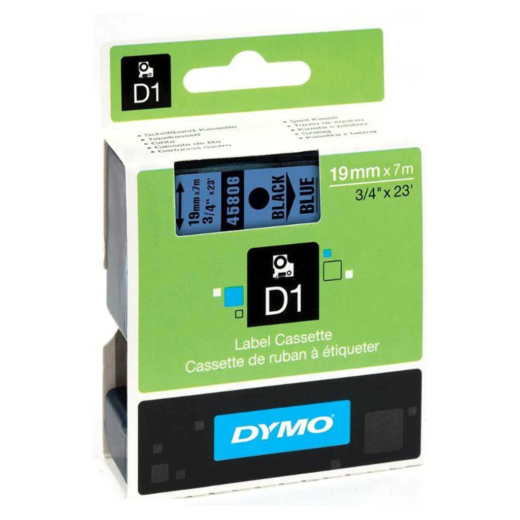 Dymo S0720860 D1 Label Tape Black on Blue 19mm x 7m 45806