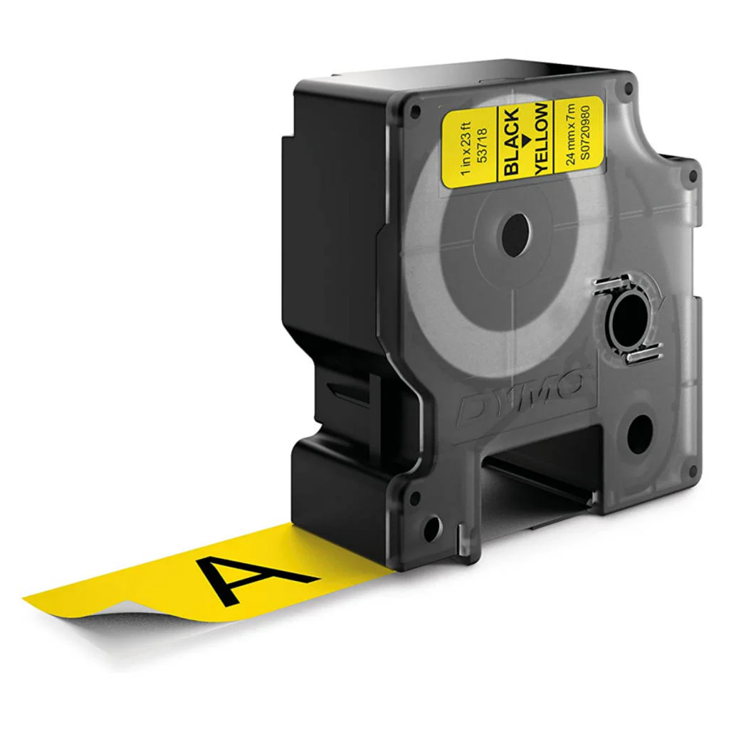 Dymo S0720980 D1 Label Tape Black on Yellow 24mm x 7m 53718