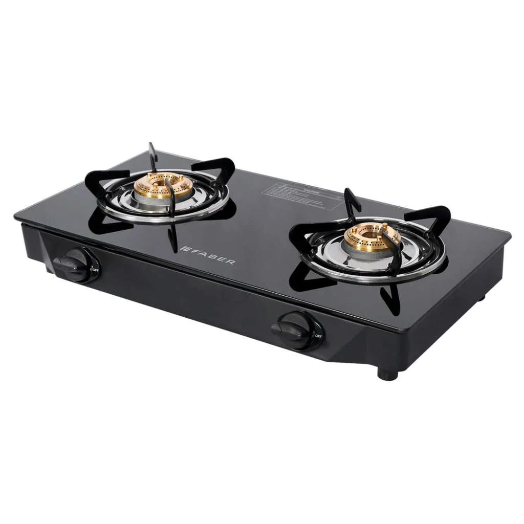 Faber Arrow Glass Top Gas Stove 2 Brass Burner - Image 4