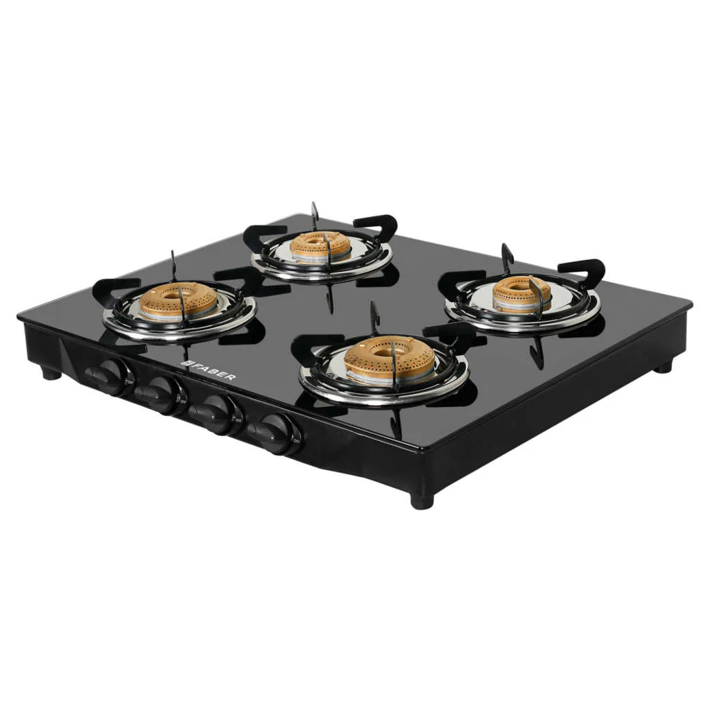 Faber Double Jumbo BK Glass Top Gas Stove 4 Brass Burner - Image 2