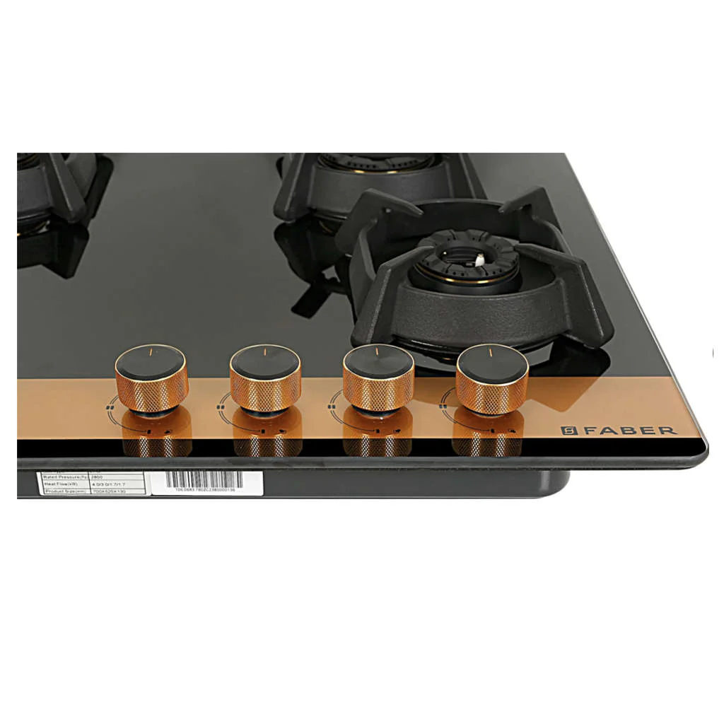 Faber Hob Utopia Pro Cooktop 4 Brass Burner HT 704 BR CI - Image 5