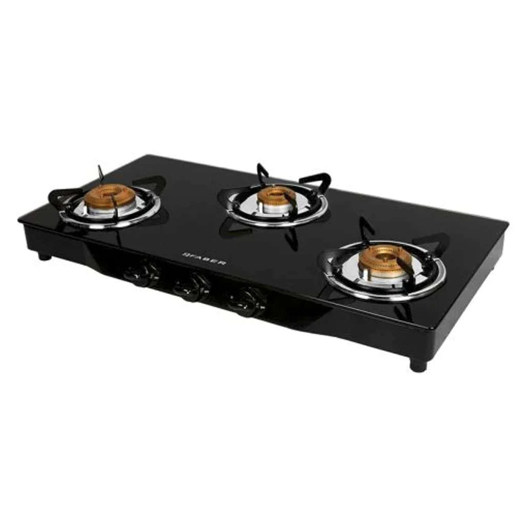 Faber Jumbo BK AI Glass Top Gas Stove 3 Brass Burner - Image 2