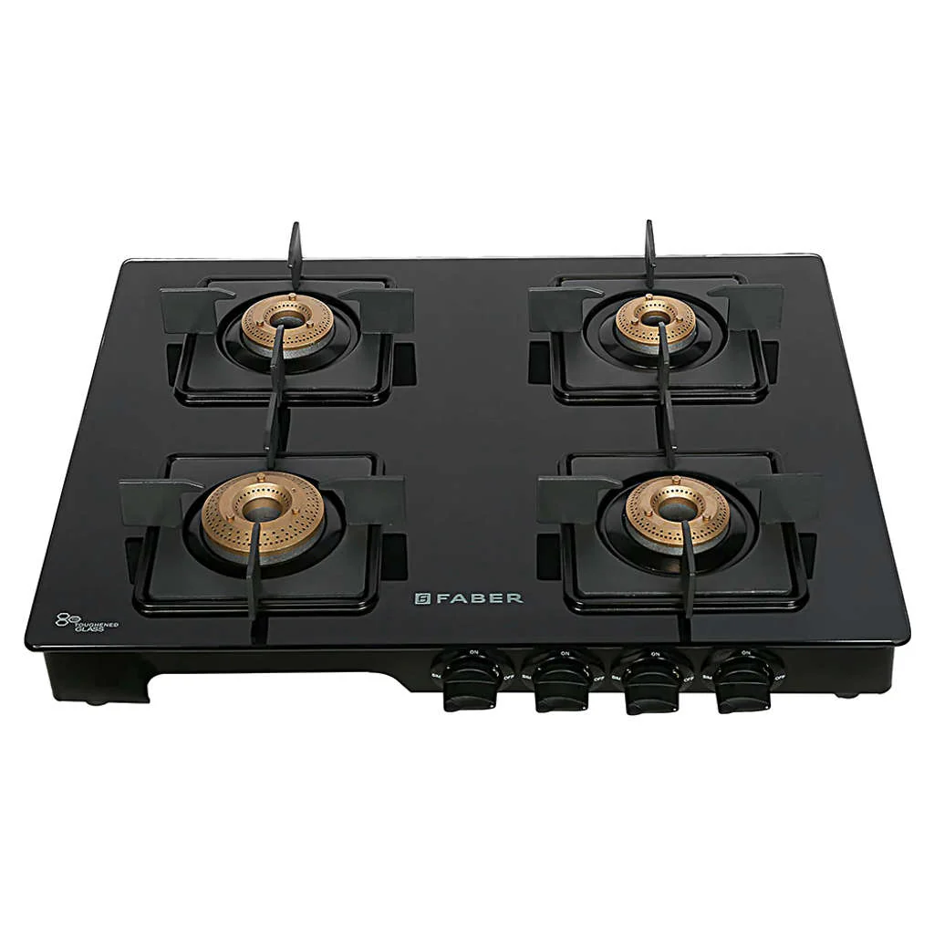Faber Lazer Glass Top Gas Stove 4 Brass Burner