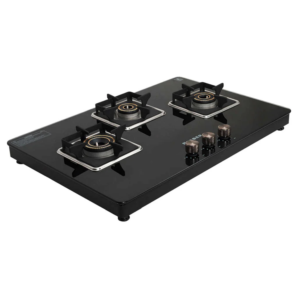 Faber Nios DLX Auto BK Glass Top Gas Stove 3 Brass Burner - Image 3