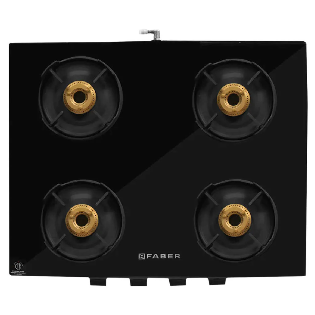 Faber Onyx BK CI Glass Top Gas Stove 4 Brass Burner - Image 2