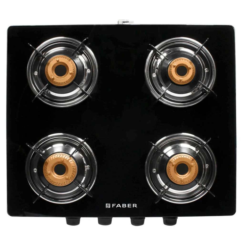 Faber Star BK Glass Top Gas Stove 4 Brass Burner - Image 2