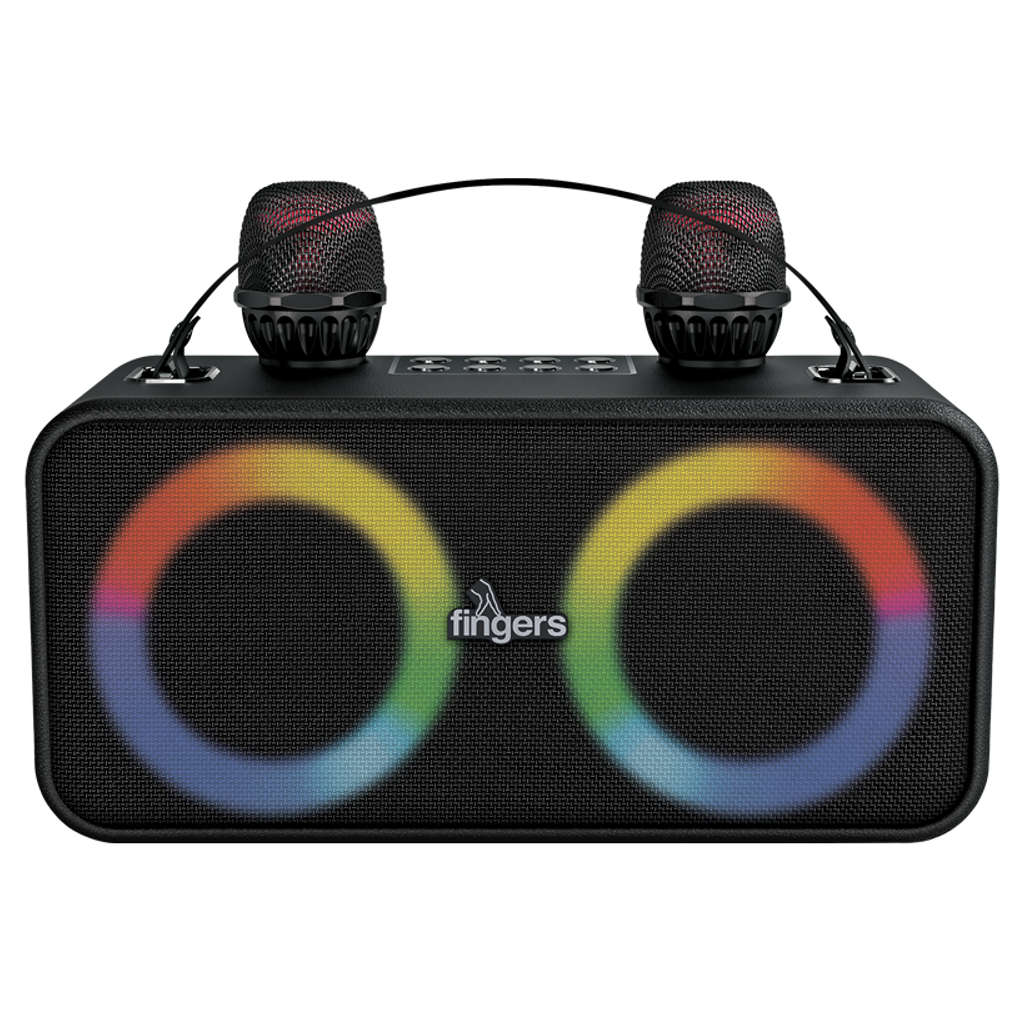 Fingers 2Mic-Karaoke Portable Speaker With 2 Wireless Mics Rich Black