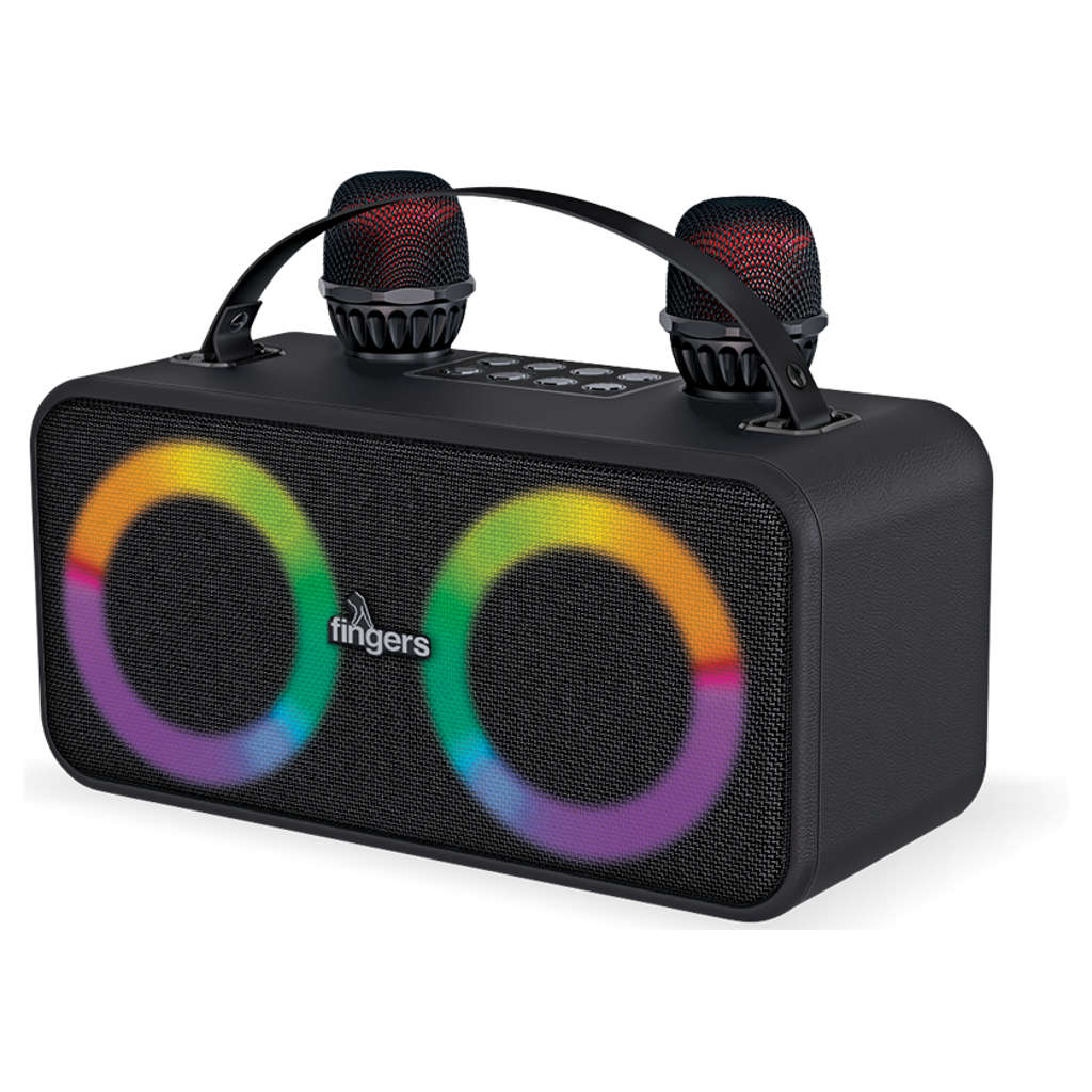 Fingers 2Mic-Karaoke Portable Speaker With 2 Wireless Mics Rich Black - Image 2