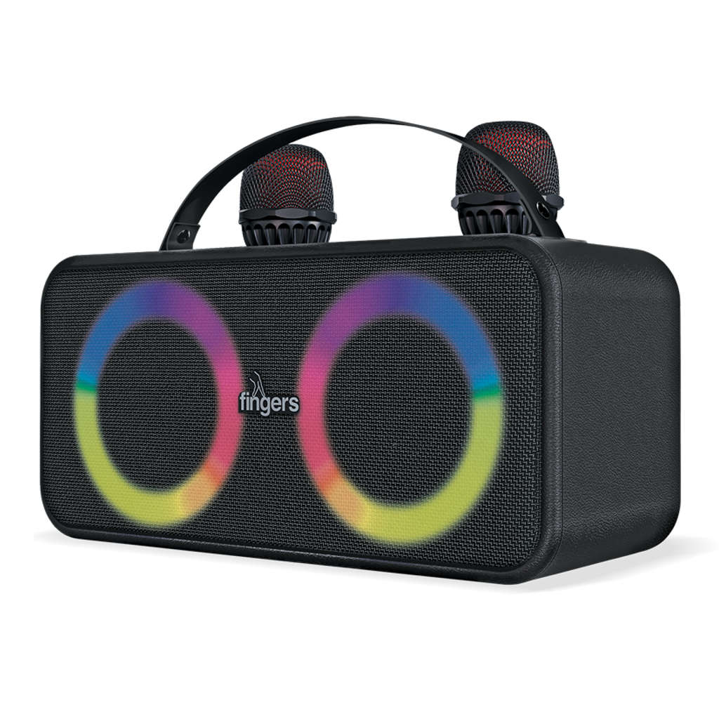 Fingers 2Mic-Karaoke Portable Speaker With 2 Wireless Mics Rich Black - Image 3
